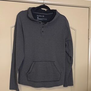 Hurley Men's Gray Hooded Long Sleeve Pullover Shirt